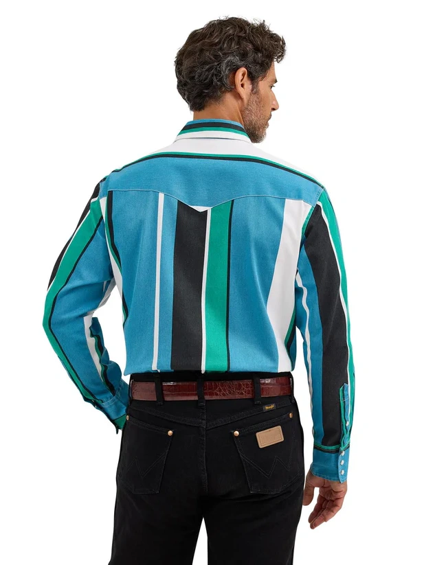 Bold Multi Color Striped Long Sleeve Western Shirt