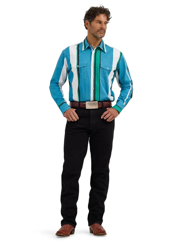 Bold Multi Color Striped Long Sleeve Western Shirt