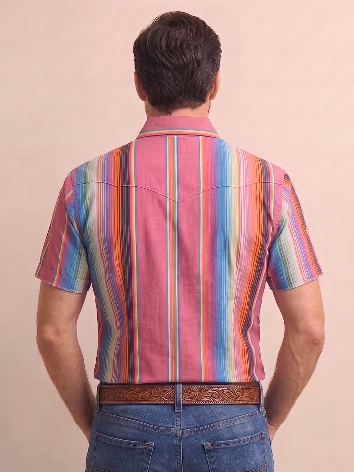 Western Outfits — Fuchsia Serape Stripe Breathable Cotton Blouse