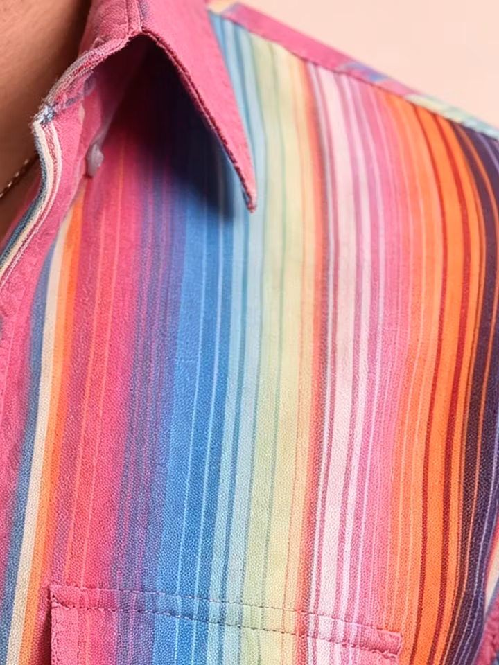 Western Outfits — Fuchsia Serape Stripe Breathable Cotton Blouse