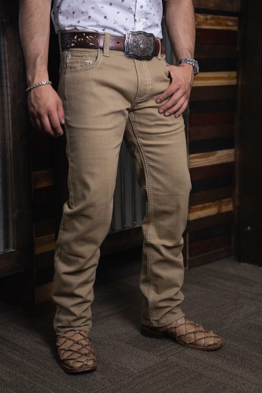 Khaki Slim Fit Revolver Straight Stretch Jean