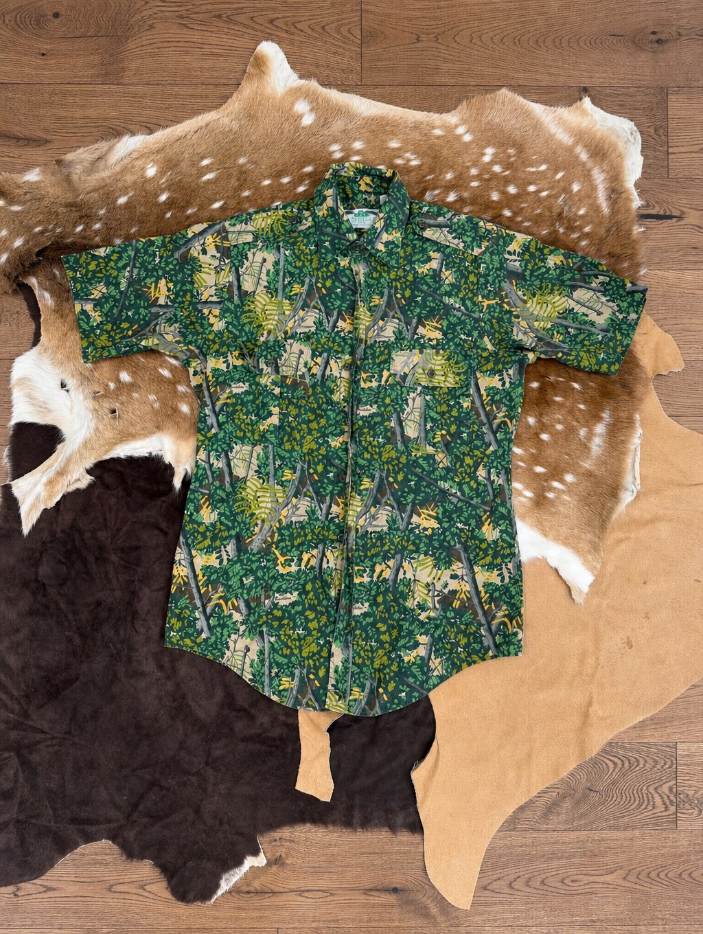 Men’s Forest Camo Short Sleeve Western Hunting Shirt