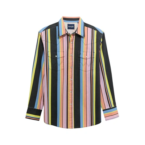 Vintage Inspired Multicolor Striped Western Cowboy Shirt