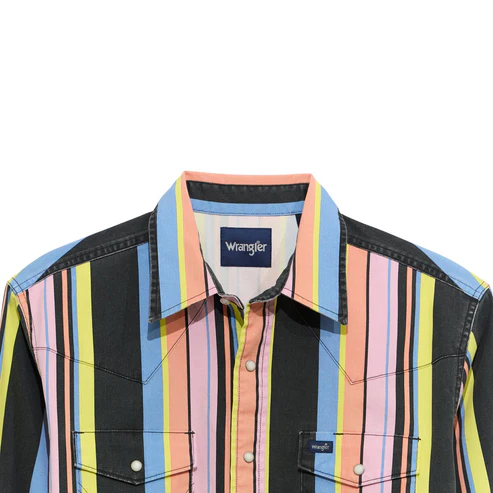 Vintage Inspired Multicolor Striped Western Cowboy Shirt