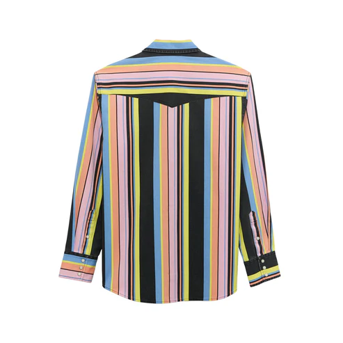 Vintage Inspired Multicolor Striped Western Cowboy Shirt
