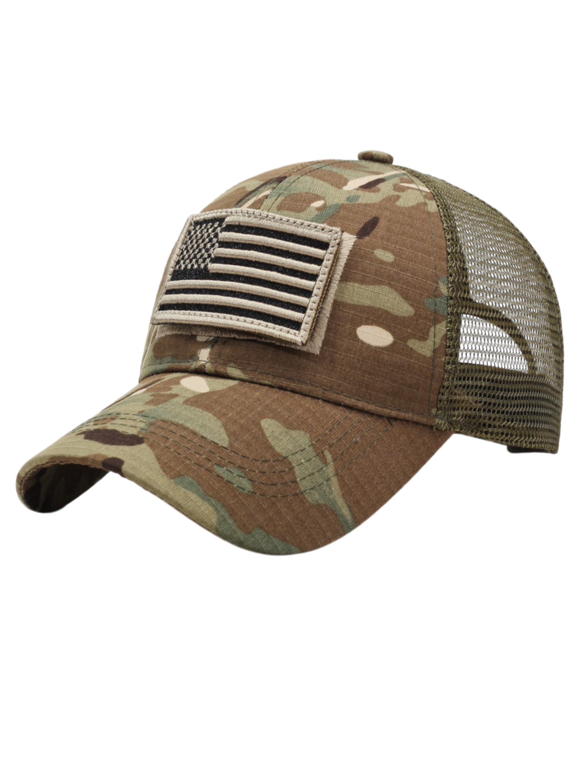 Men's Camo American Flag Patch Ball Cap
