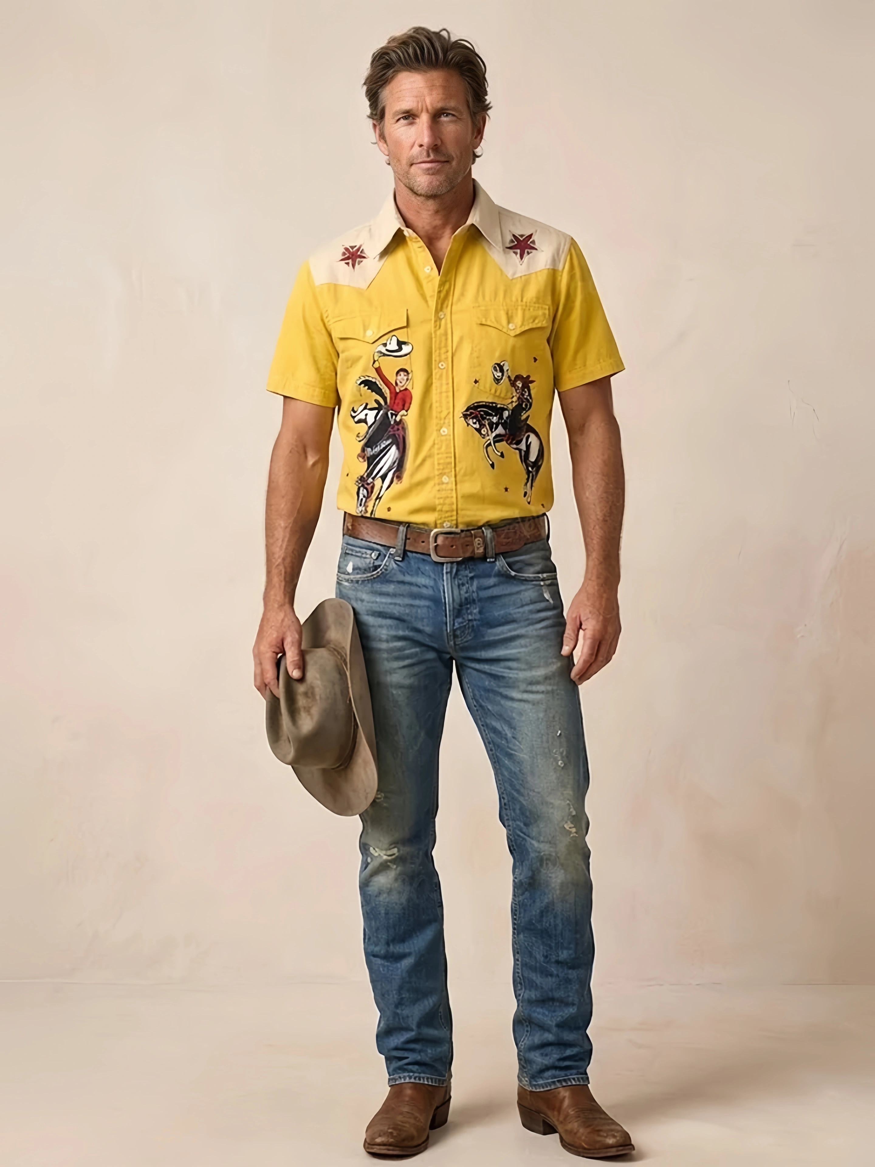 2026 Spring/Summer Vintage Western Star Cowboy Shirt