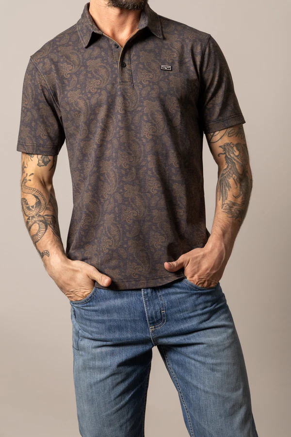 Kimes Ranch Paisley Print Western Polo Shirt