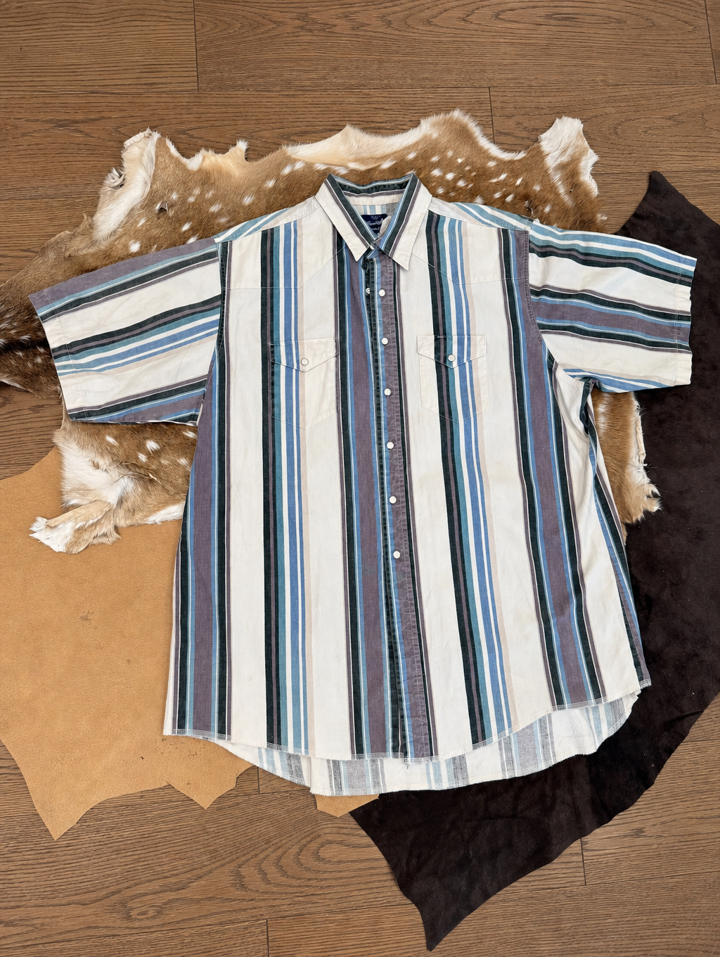 Retro Multi‑Color Striped Western Casual Button‑Up Shirt