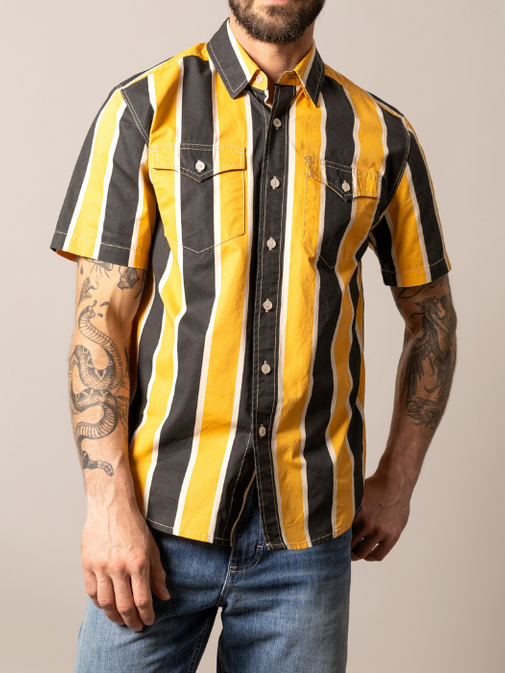 Kimes Stoppy S/S Button Shirt - Black/Yellow