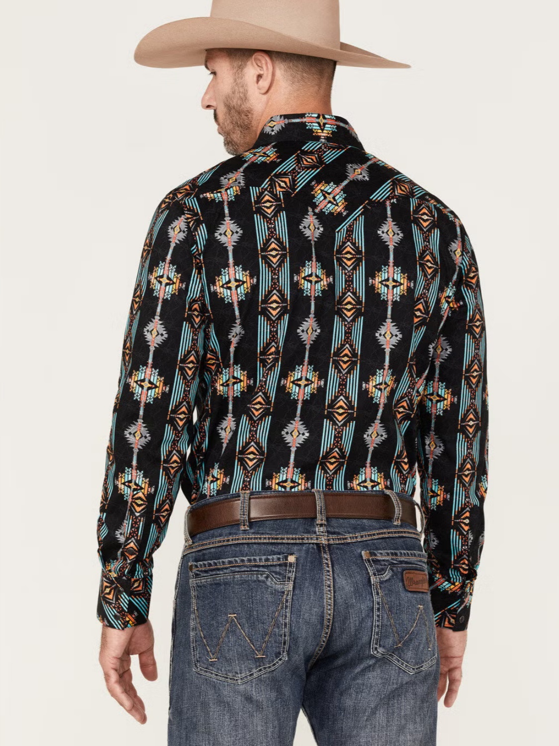 Rock & Roll Denim Men's Vertical Southwestern Print Long Sleeve Snap Western Shirt