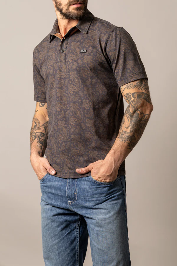 Kimes Ranch Paisley Print Western Polo Shirt