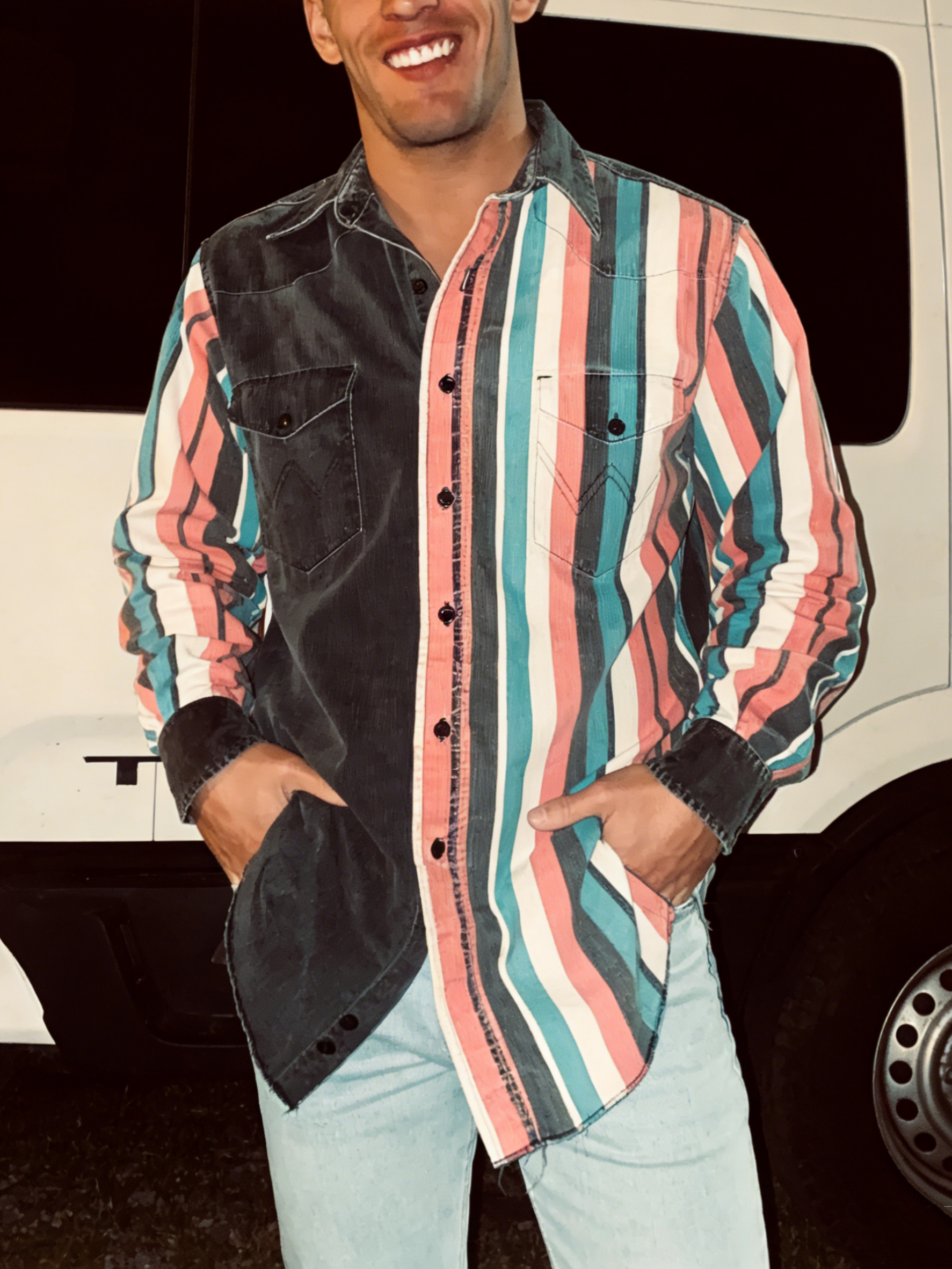 Men's long Casual Stripe Shirt