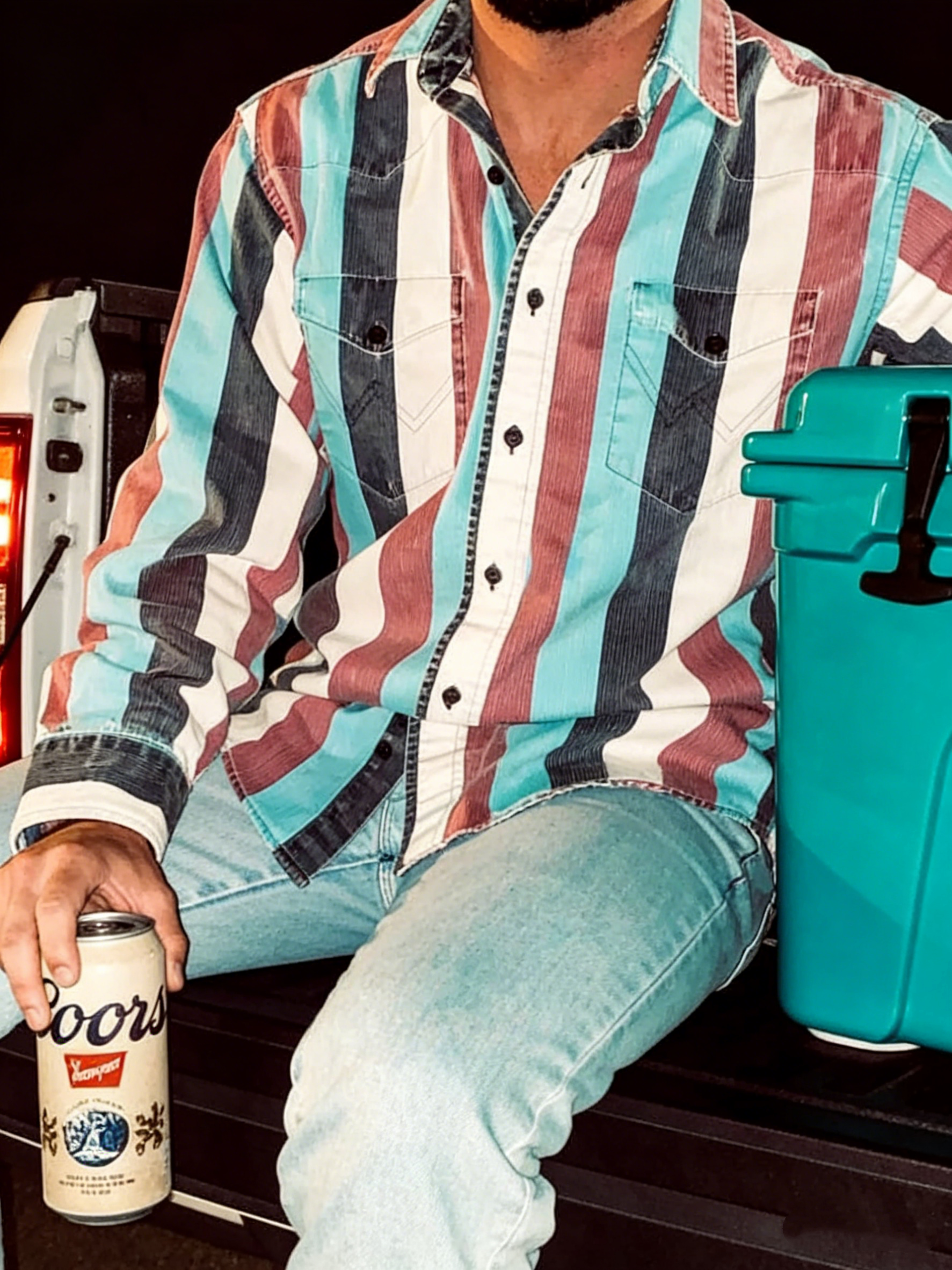 Blue and Brown Striped Shirt