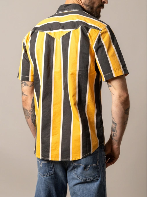 Kimes Stoppy S/S Button Shirt - Black/Yellow