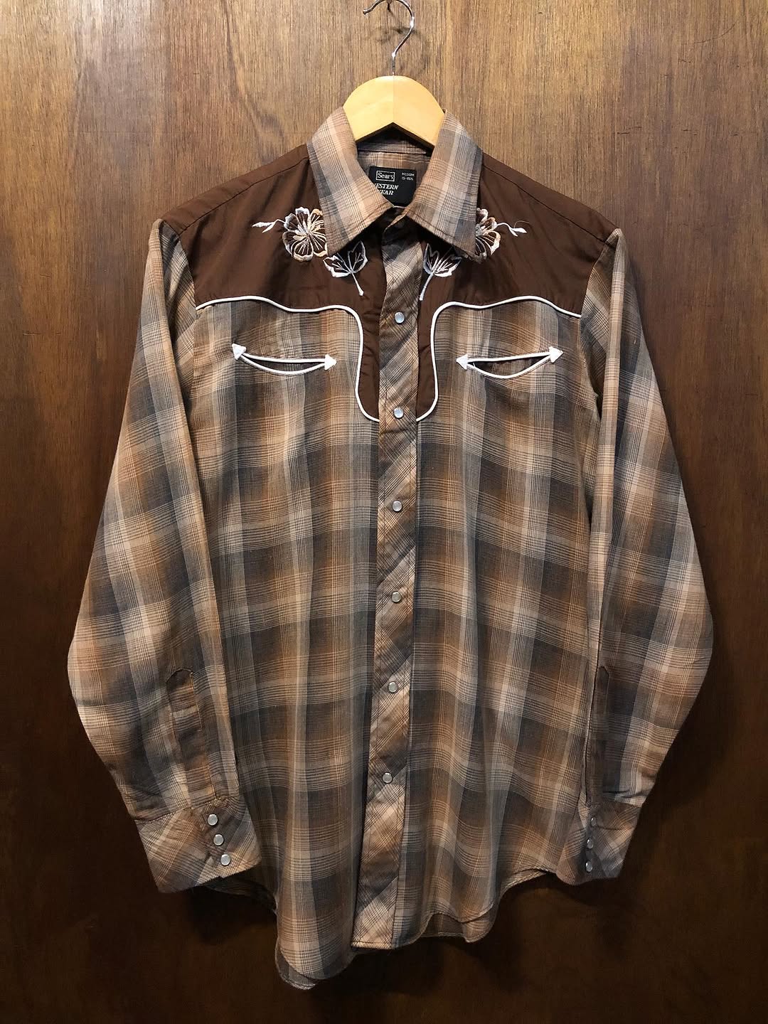 Vintage Brown Plaid Western Shirt 