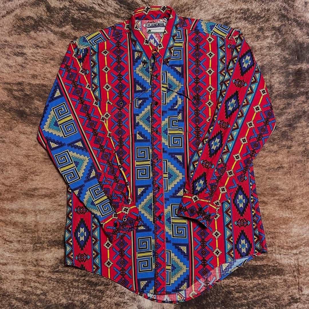 Navajo Print Western Pearl Snap Cowboy Shirt