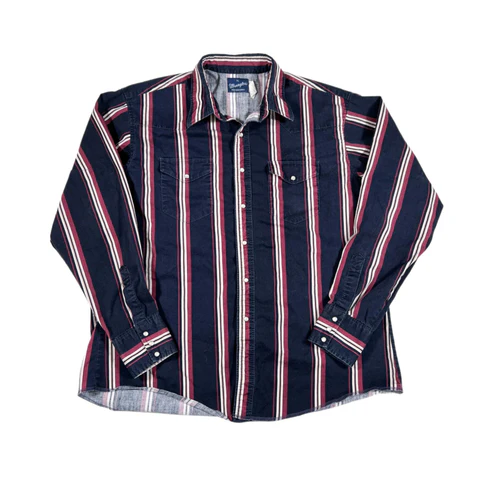 Vintage 90's Wrangler Vertical Stripe Pearl Snap Shirt