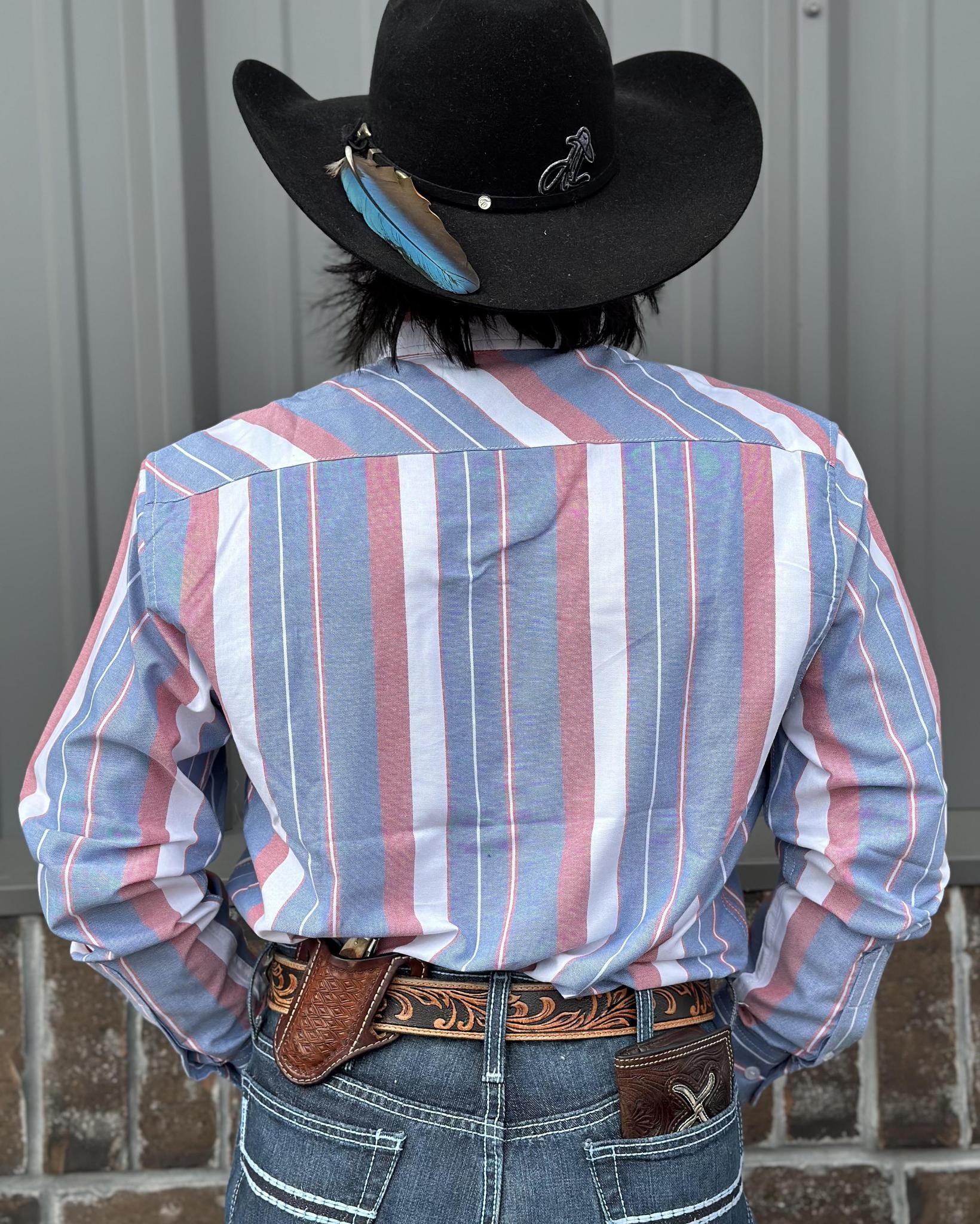 Men's Western Striped Button Down Shirt