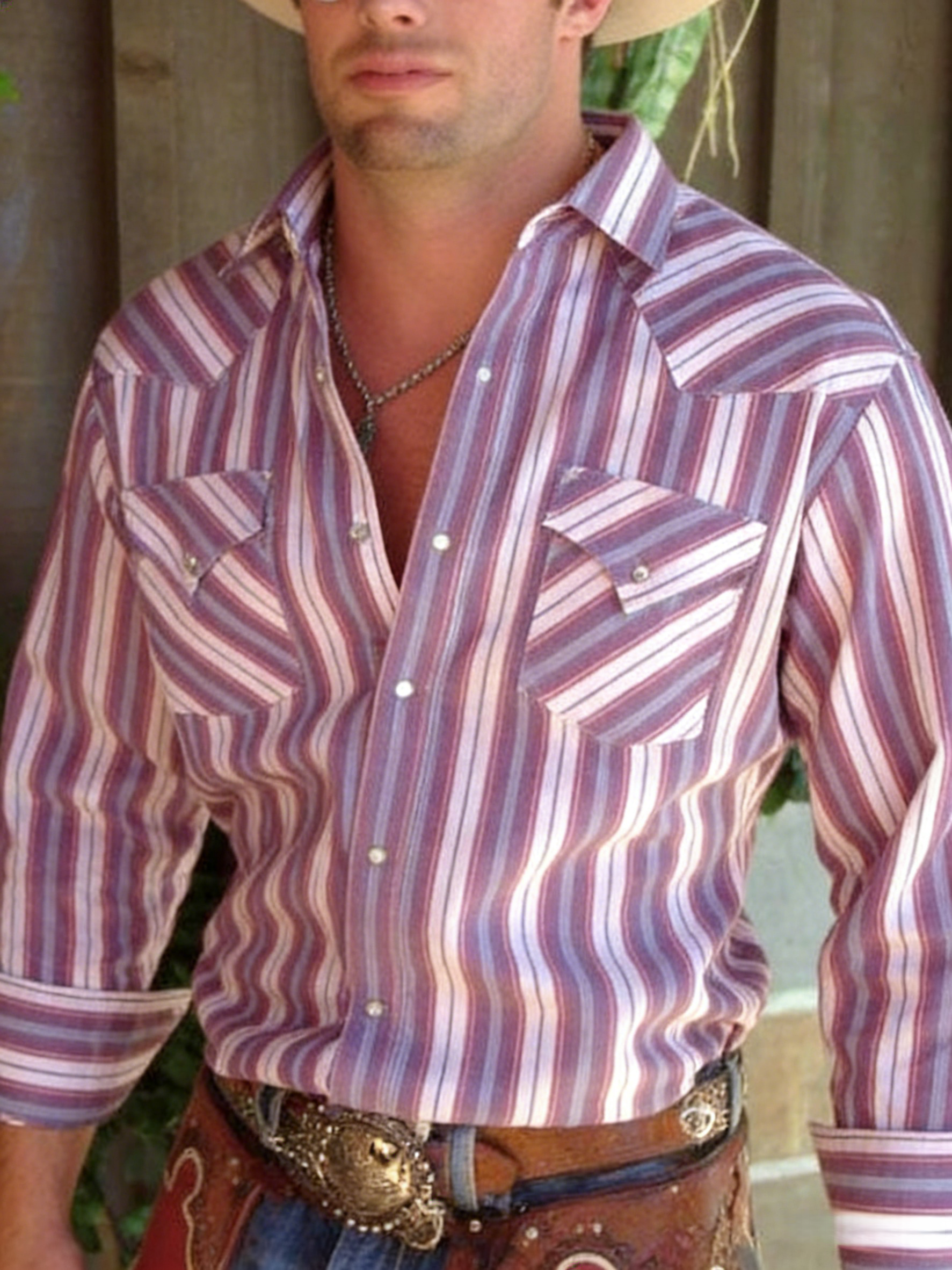 Vintage Men's Pink Striped Shirt