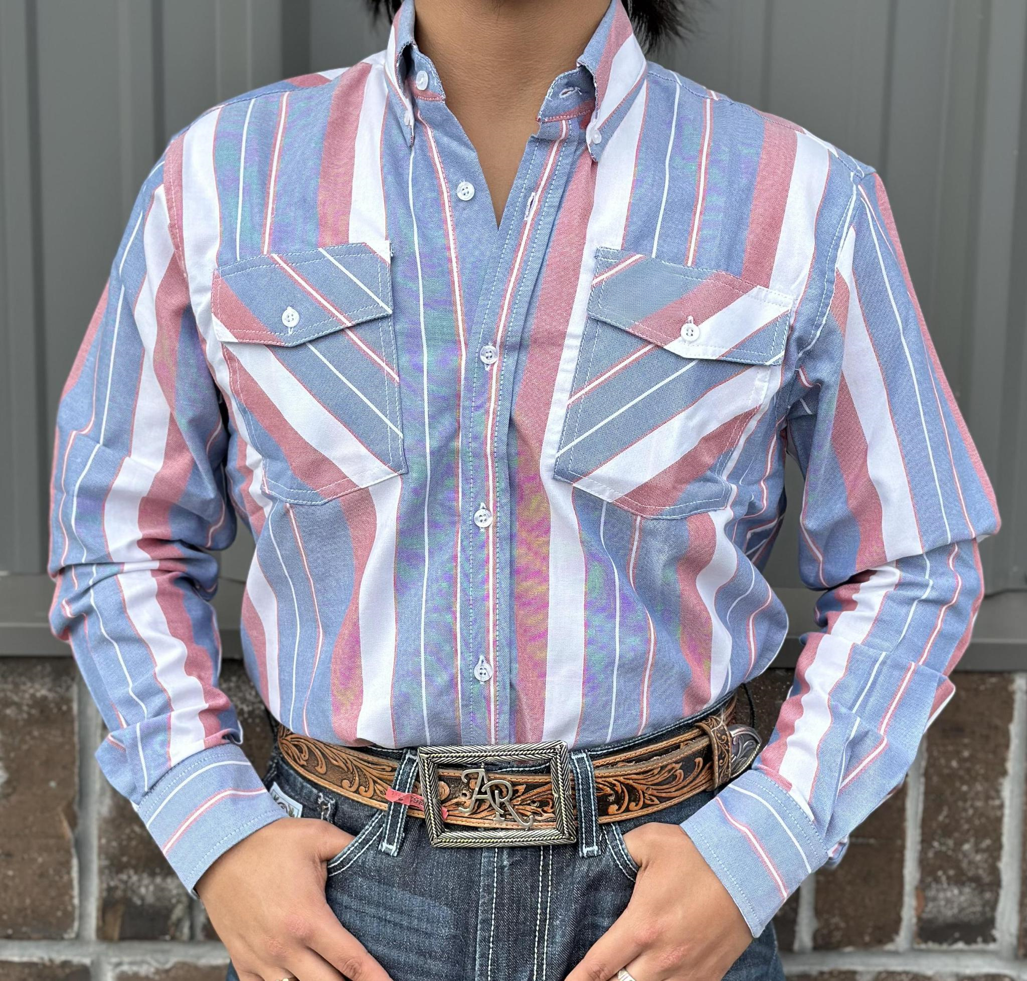 Men's Western Striped Button Down Shirt