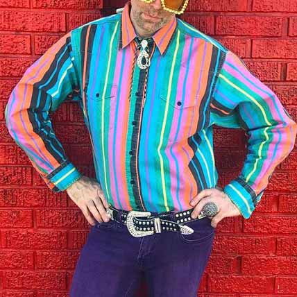 Men's casual retro striped print long sleeve lapel shirt