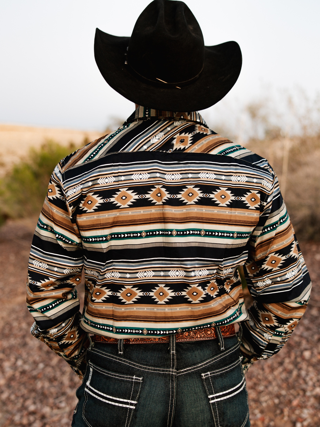 Men's Aztec Striped Western Cowboy Shirt