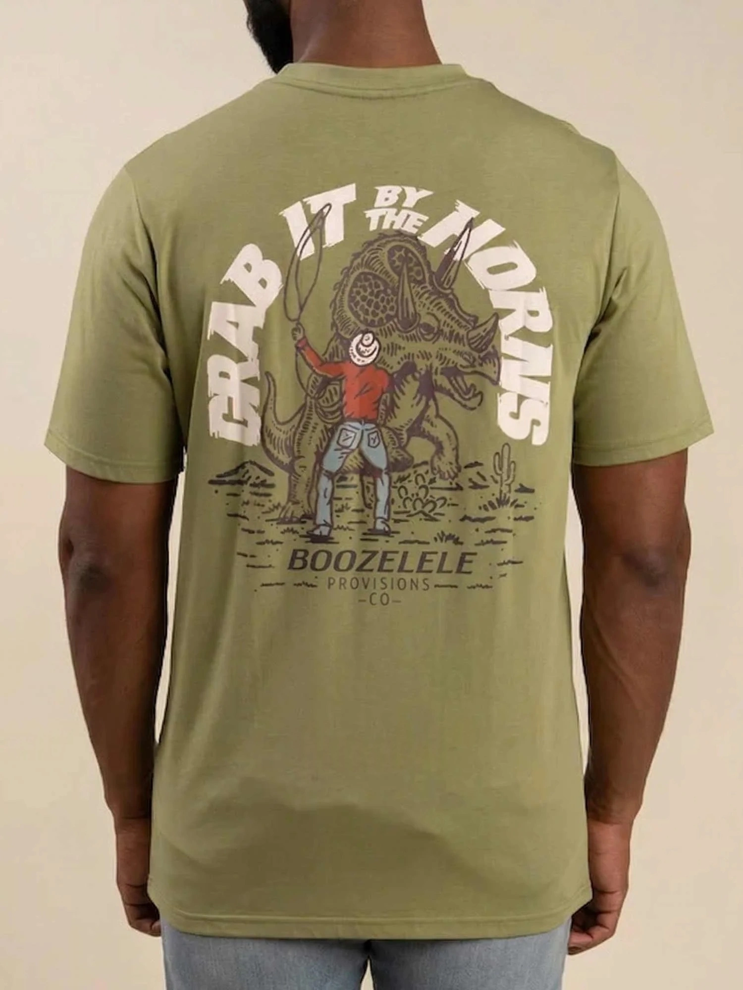 Grab It By The Horns Dinosaur Cowboy T-Shirt