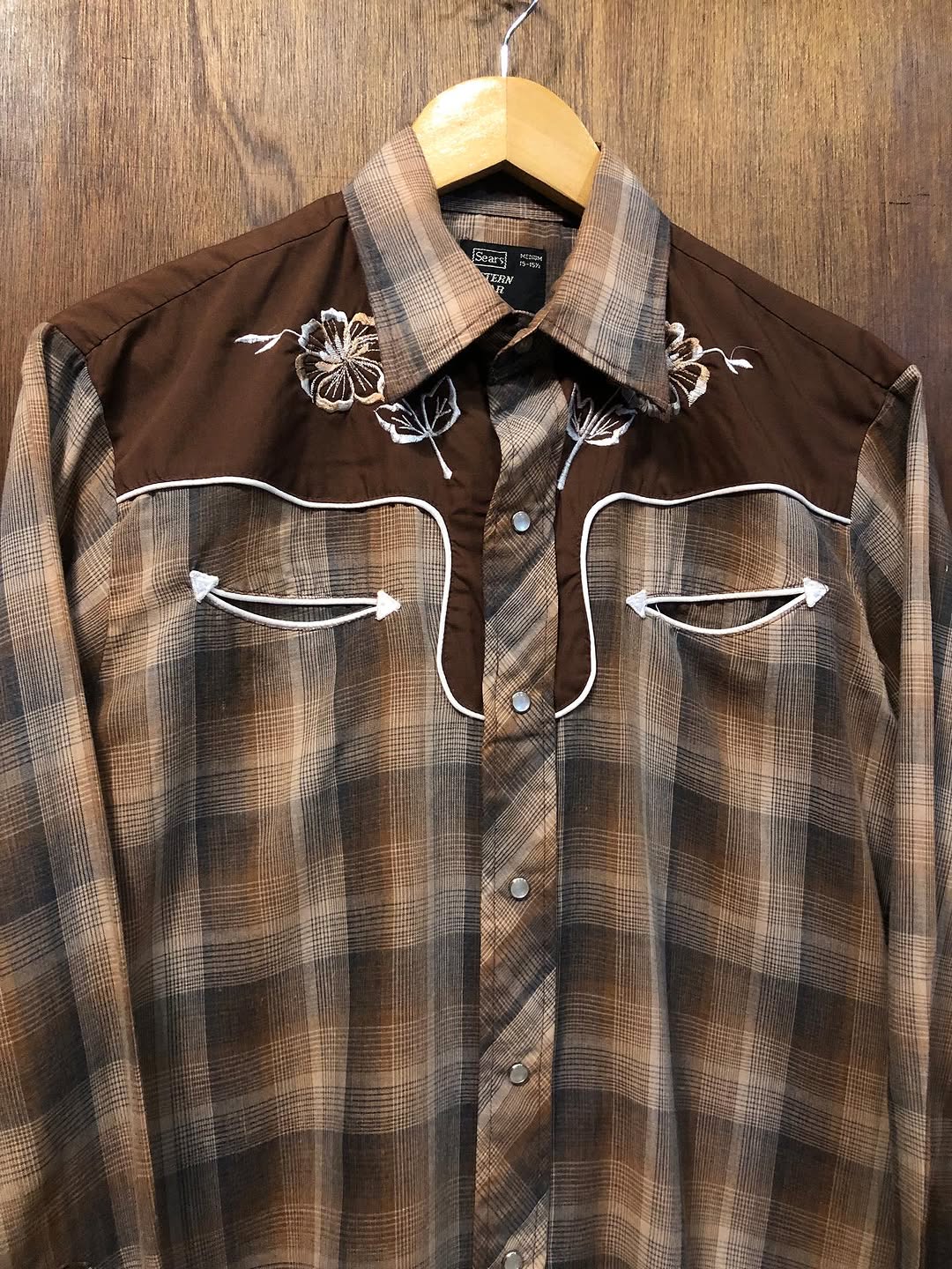 Vintage Brown Plaid Western Shirt 
