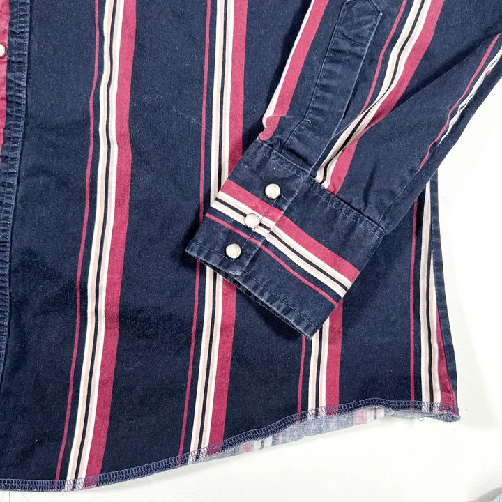 Vintage 90's Wrangler Vertical Stripe Pearl Snap Shirt