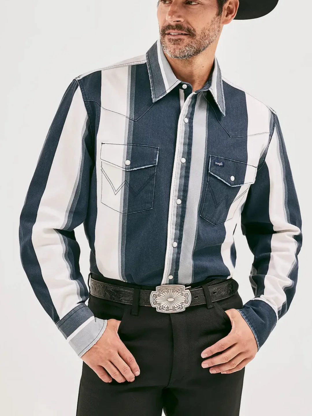 Men's Oatmeal Lake Striped Long Sleeve Western Flannel Shirt