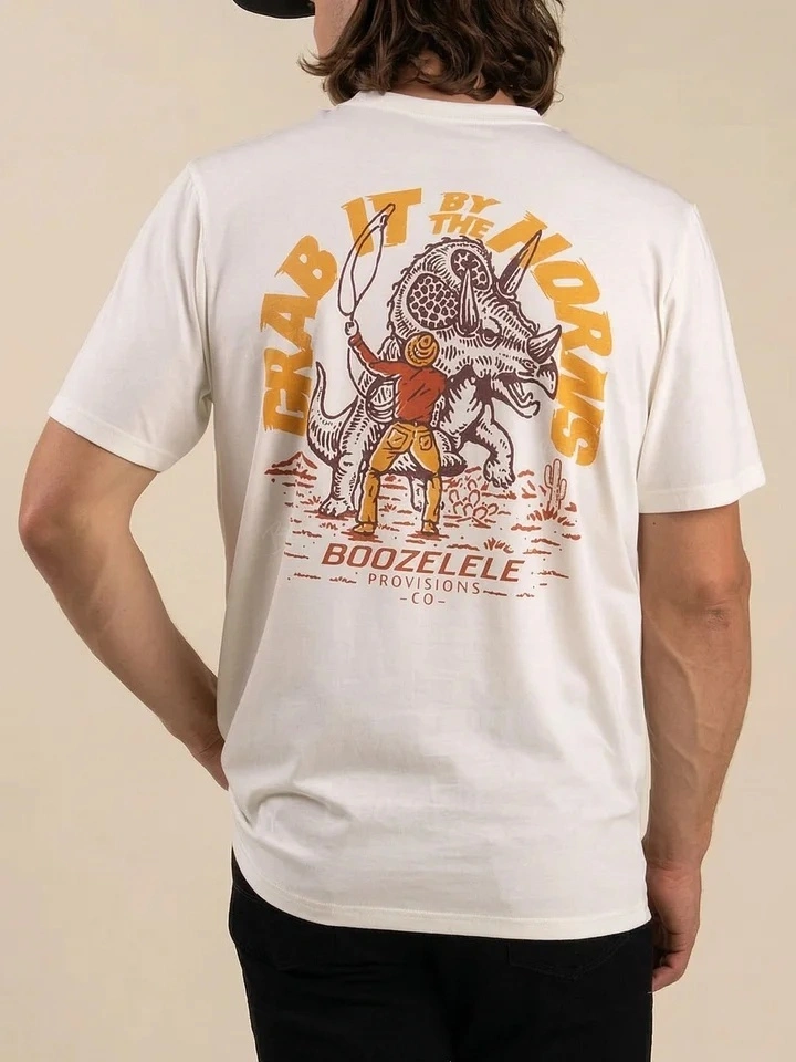 Grab It By The Horns Dinosaur Cowboy T-Shirt