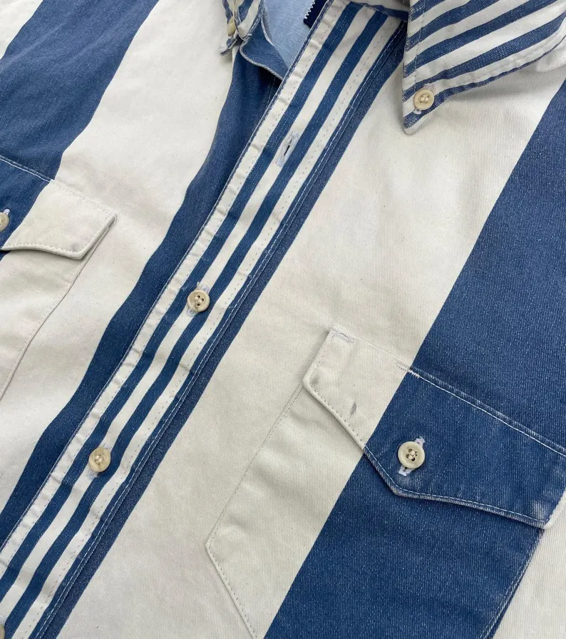Mixed Denim Blue Striped Brushpopper Shirt