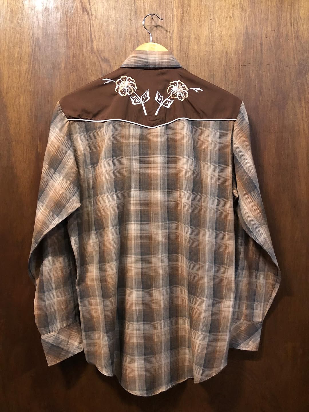 Vintage Brown Plaid Western Shirt 