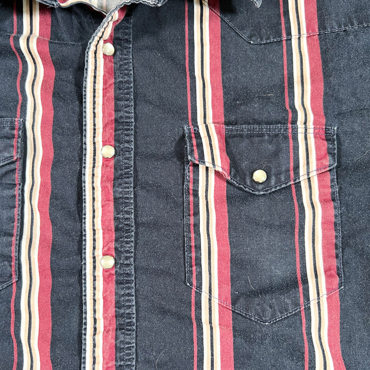 Vintage 90's Wrangler Vertical Stripe Pearl Snap Shirt