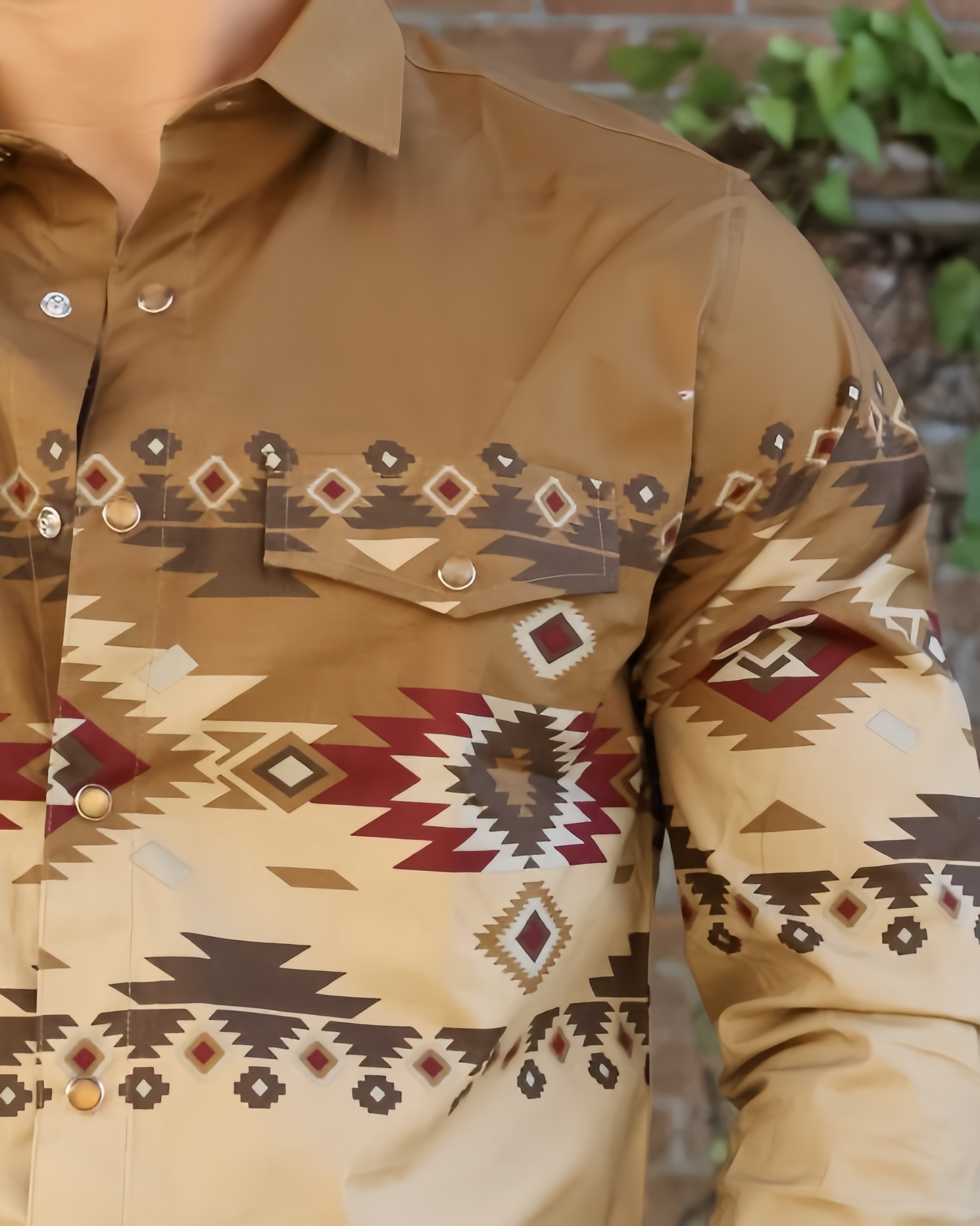 Beige Border Long Sleeve Shirt