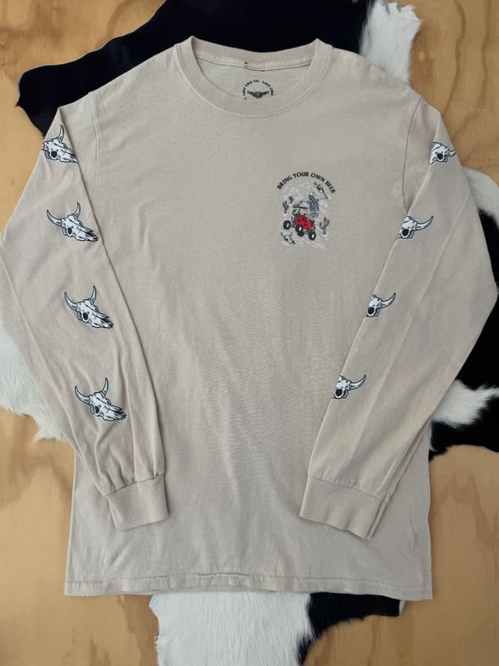 Rustic Bull Skull & Skeleton Long Sleeve Tee
