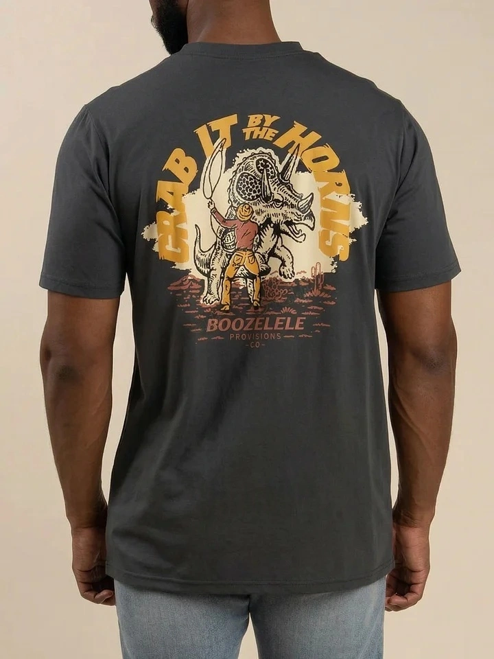 Grab It By The Horns Dinosaur Cowboy T-Shirt