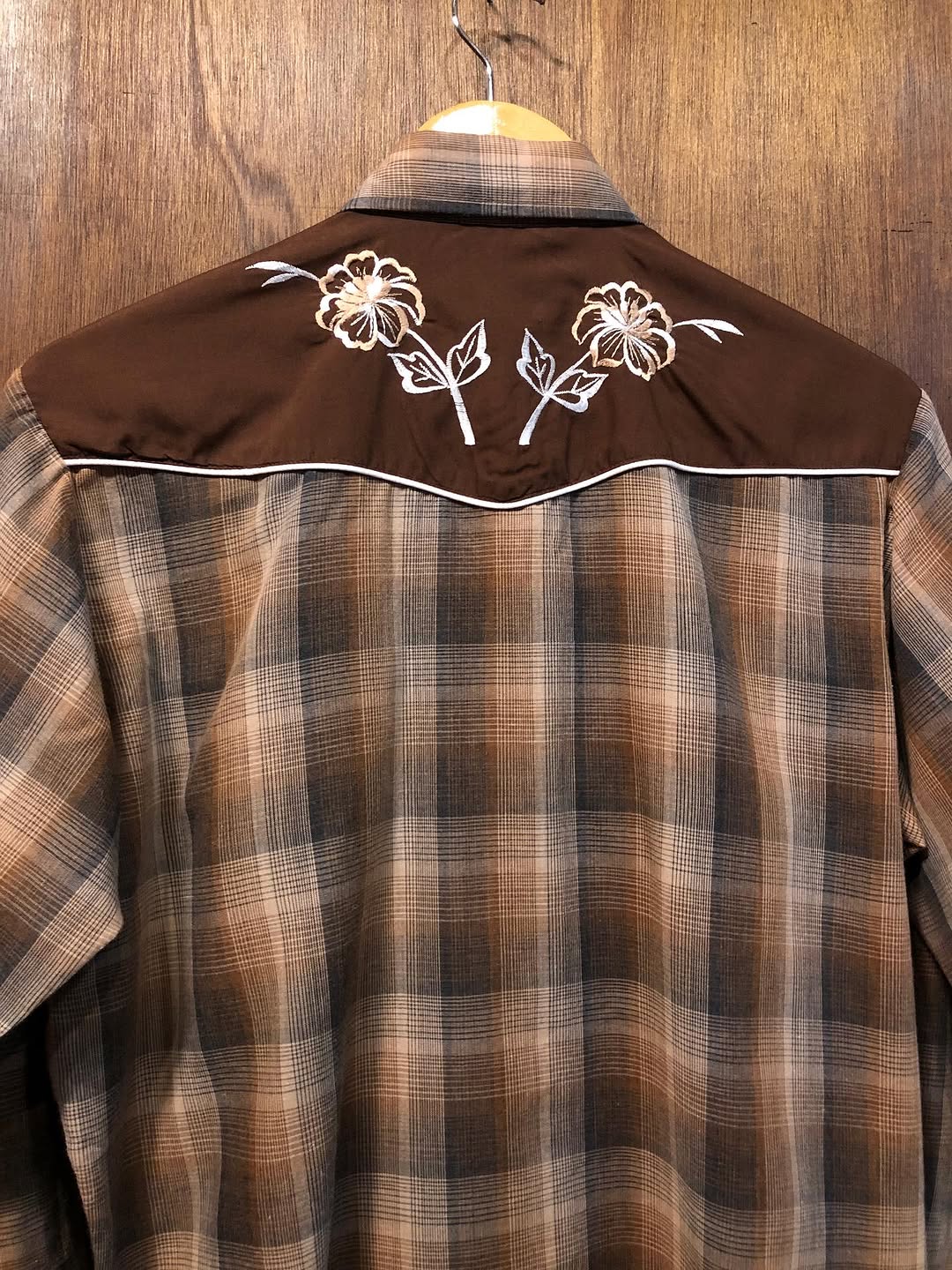 Vintage Brown Plaid Western Shirt 