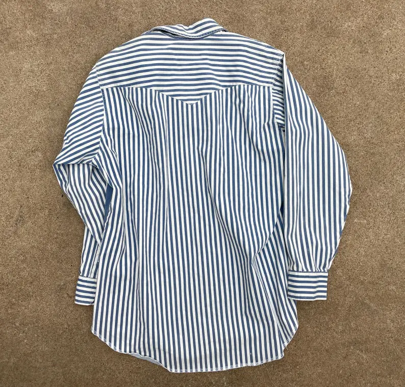 Mixed Denim Blue Striped Brushpopper Shirt