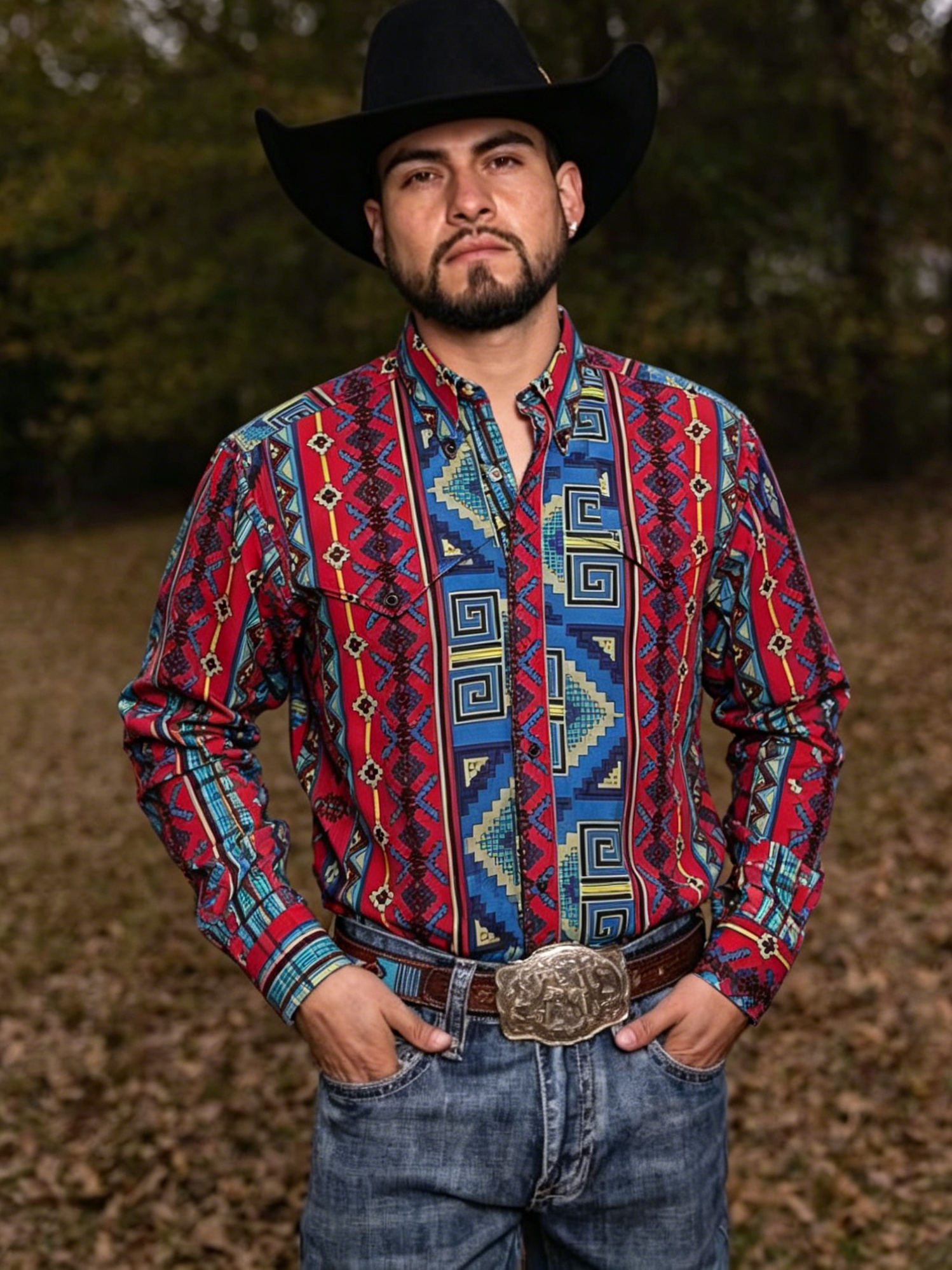 Navajo Print Western Pearl Snap Cowboy Shirt