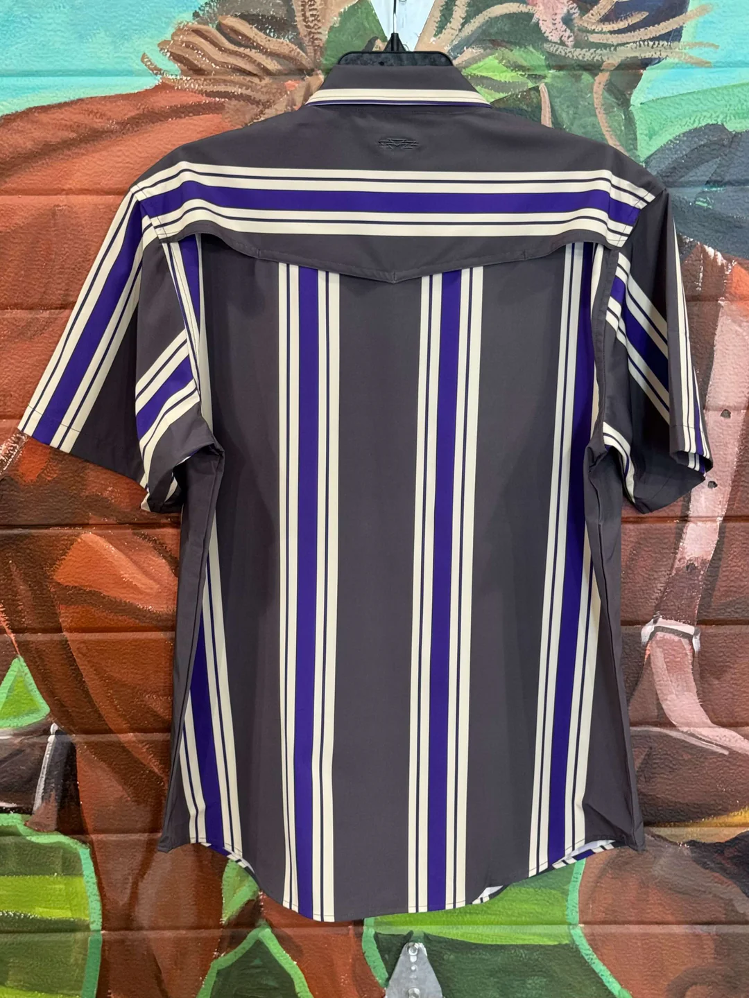 Grey Stripe Pearl Snap SS Shirt