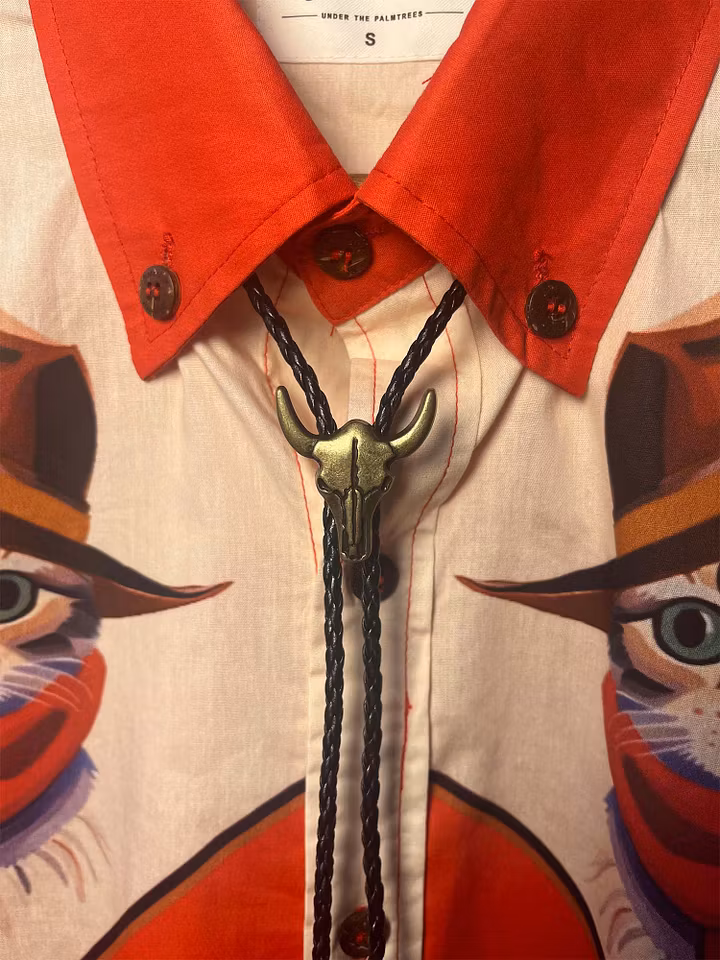 Bull Head Vintage Bolo Neck Cord Leather Necklace