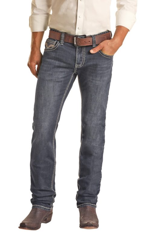 Rock & Roll: Dark Vintage Stretch Riffle Skinny Fit Jeans