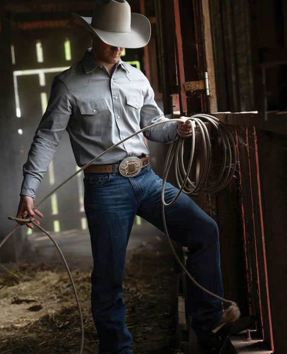 Men's Retro Western Light Gray Fashionable Lapel Long Sleeve Shirt