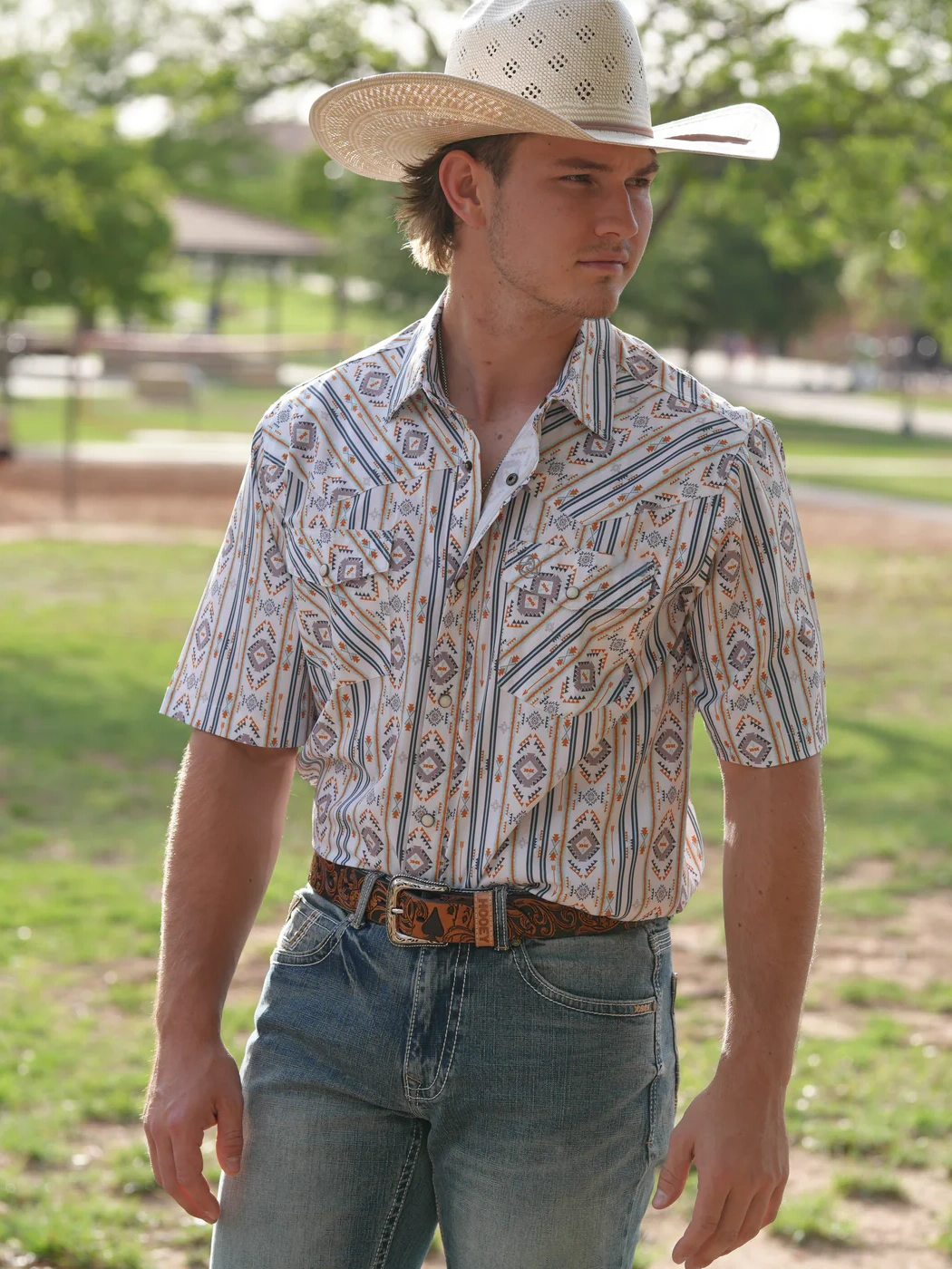 Men's Cowboy Tech Short Sleeve Pearl Snap