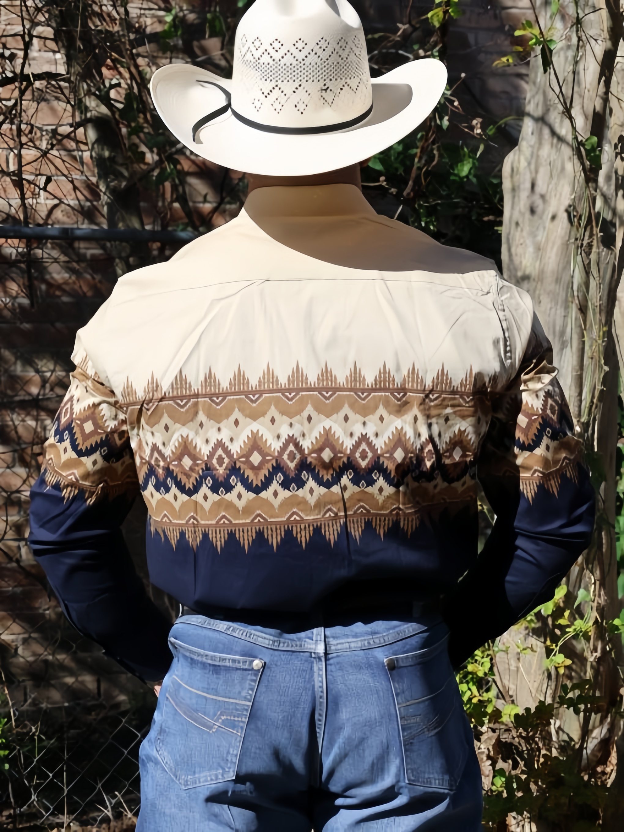Navy Border Long Sleeve Shirt