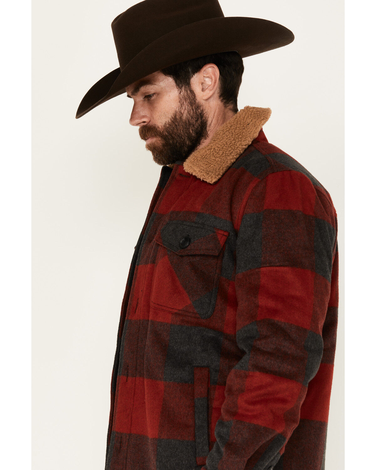 Men's Plaid Print Button-Down Lumber Jack Jacket