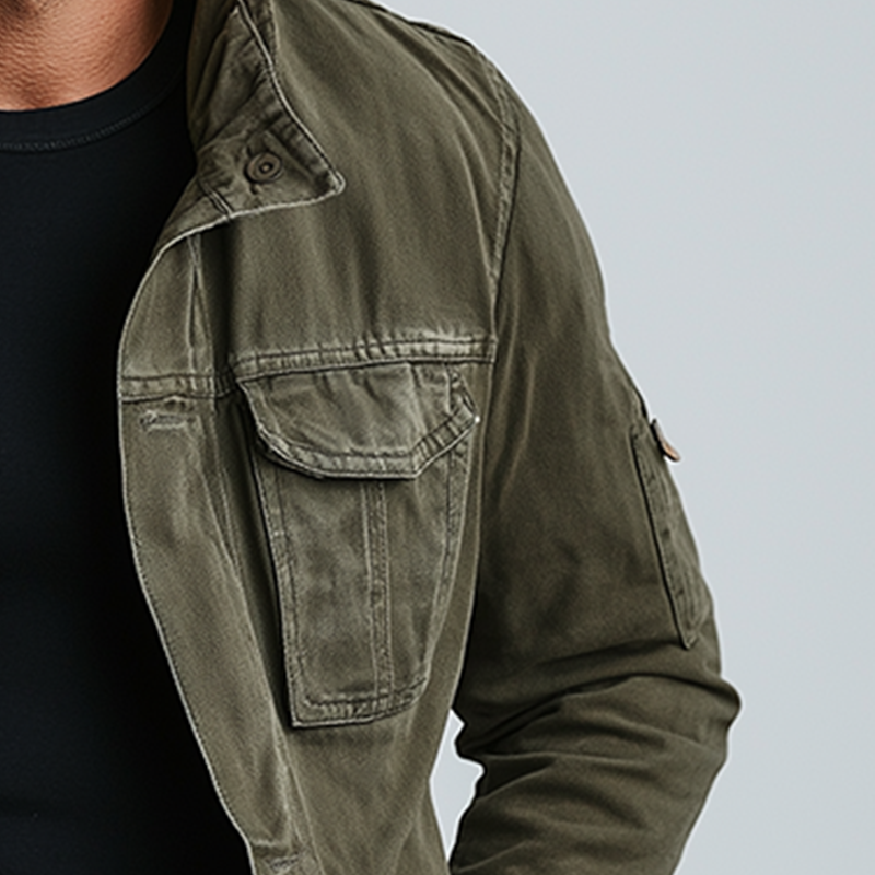 Men's Vintage Washed Denim Jacket MTA0152H4P