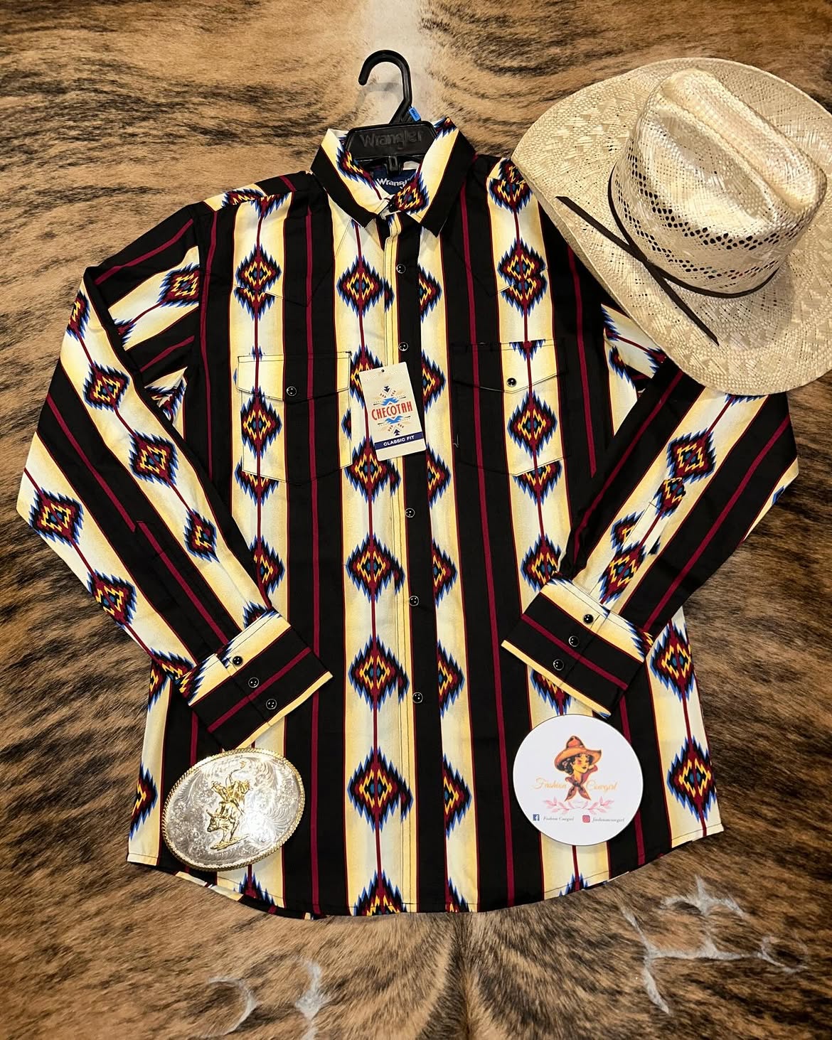 Vintage Navajo Geometric Print Cowboy Casual Shirt